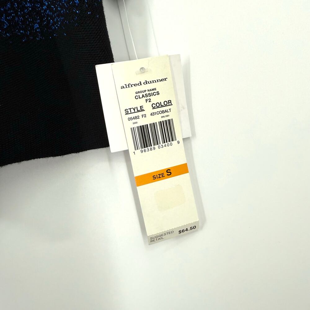 NEW NWT Alfred Dunner Sz Small Sparkly Metallic Blue Christmas Blouse Shirt Top - Picture 2 of 7